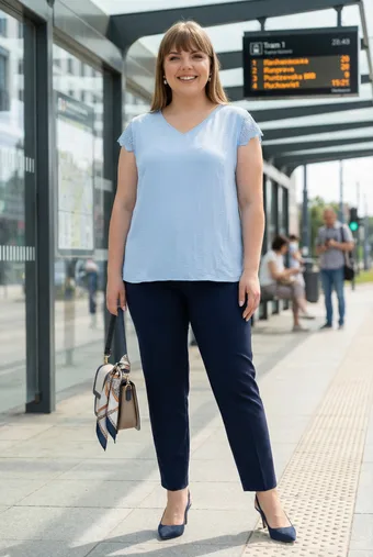 Modra bluza s čipko