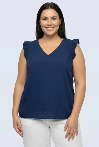 Temno modra bluza z nabranimi rokavi