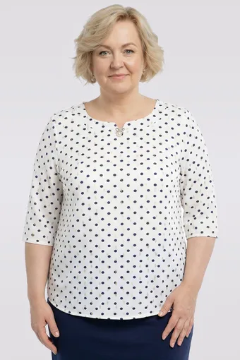 Temno modra bluza z vzorcem in okrasjem