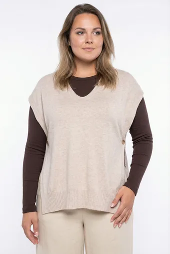 Bež oversize pulover telovnik