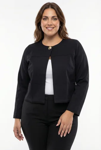 Črna blazer z zlatim gumbom
