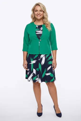 Zelena blazer z obleko