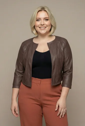 Rjava blazer iz eko usnja