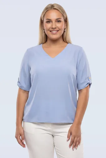 Svetlo modra bluza z V-izrezom